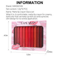 Set de Labiales Hundred-up Handaiyan Bolígrafo de Labios Antiadherente de 12 Colores con Rotación y Afeitado Doble Propósito para Cuidado de la Piel Facial - details 1