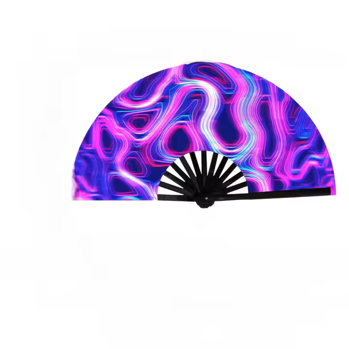 1 abanico de mano plegable con brillo ultravioleta: decoración de fiesta con luz de neón púrpura y azul extra brillante, perfecto para bodas, actuaciones de baile, conciertos, bares, reuniones familiares y decoraciones de pared del hogar - 1