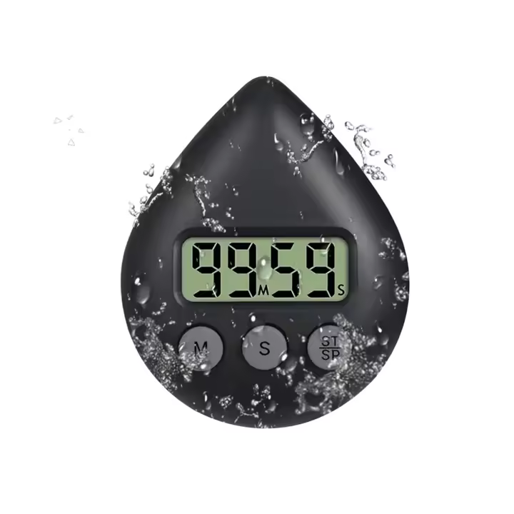 Temporizador de ducha silencioso que no hace tictac, temporizador Digital a prueba de agua, negro, tamaño pequeño, lindo - 1