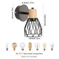 Luz de Pared de Metal Goeco Diseño de Aplique de Pared Industrial Lámpara de Pared Decorativa Ajustable de Madera Eficiencia Energética Iluminación Interior Decorativa - details 4