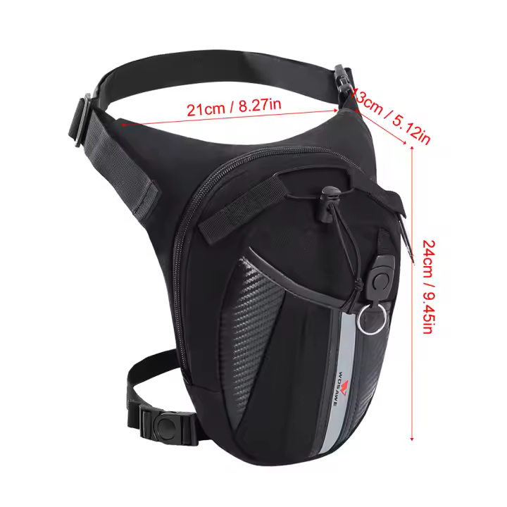 Bolsa de Pierna de Motocicleta Impermeable WOSAWE Cinturón de Cintura de Moto para Almacenamiento al Aire Libre Tamaño 25x7x29cm - 1