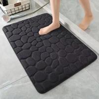 Alfombrilla de baño antideslizante 3D, felpudo absorbente con relieve de adoquines, lavable a máquina, de secado rápido - details 3
