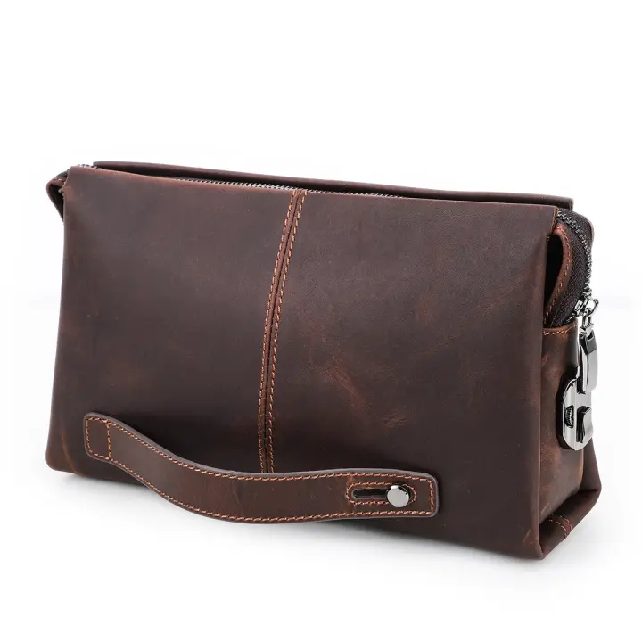 Bolso de Contacto para Hombres CONTACT'S Diseño de Código de Cierre y Bolsillo para Teléfono Móvil Material de Cuero Genuino Estilo Casual Suave para Primavera/Verano - 1