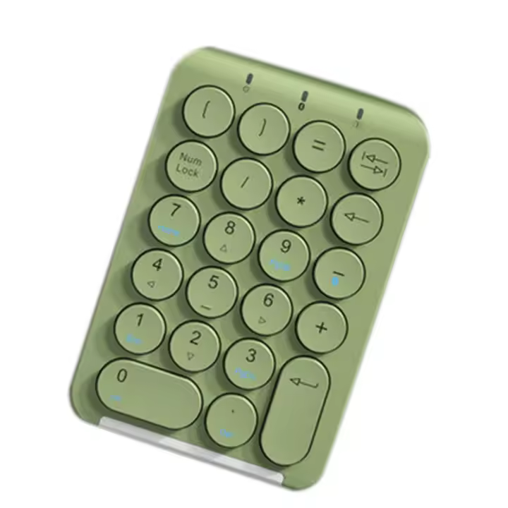 Teclado numérico inalámbrico Teclado numérico Bluetooth Teclas redondas Teclado numérico 22 teclas Teclado numérico recargable (verde) - 1
