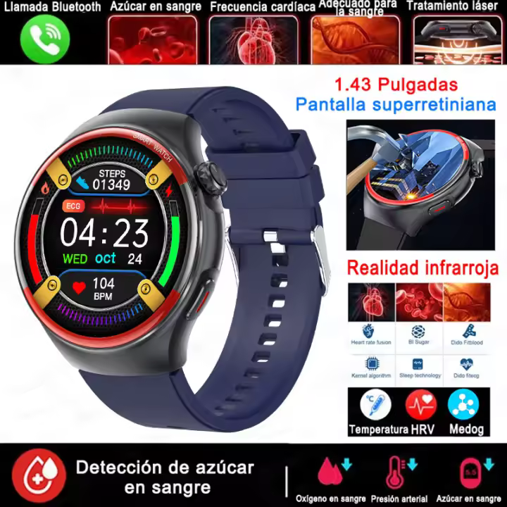 2025 Nuevo Reloj inteligente De Azúcar En Sangre Y Lípidos Sanguíneos De Grado Médico NFC Frecuencia Cardíaca De Azúcar En Sangre Monitoreo De Salud De La Presión Arterial 150 + Modo Deportivo Ip68 Impermeable Batería De 530 Ma Reloj inteligente - 1