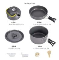 Utensilios de cocina de aleación para acampar DS-308 olla para Picnic sartén hervidor de 0,8 L con tazones de plástico juego para 2-3 personas - details 0