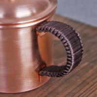 Taza de Cerveza de Cobre Puro Hecha a Mano Taza de Desayuno para Parejas con Tapa, Mango Tejido, Pulido Engrosado 250ml Arte en Cocina y Comedor - details 4