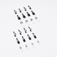 Ataúd Uñas acrílicas de cobertura completa, Uñas postizas francesas con pegatina de pegamento para mujeres y niñas - details 1