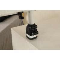 Mesita de noche giratoria funcional ajustable de madera con cajones, ruedas y estante abierto (blanco L) - details 7