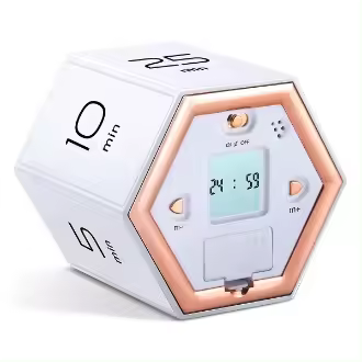 Temporizador HK Hexagon Flip con función de silencio y alarma - Temporizador de cocina fácil de usar - Gestión del tiempo Pomodoro - 1