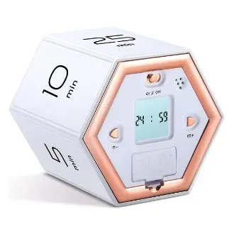 Temporizador HK Hexagon Flip con función de silencio y alarma - Temporizador de cocina fácil de usar - Gestión del tiempo Pomodoro - 1