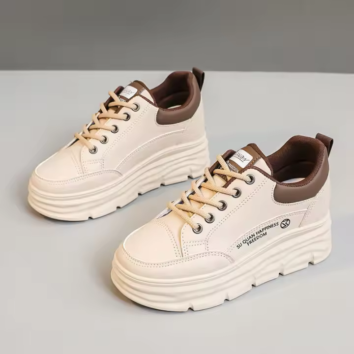 Zapatos Blancos de Plataforma con Tacón Oculto Moda Casual para Estudiantes Resistente al Desgaste - 1