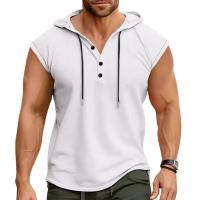 Chaleco Deportivo para Hombre con Capucha Camiseta sin Mangas con Cordón, Camiseta de Color Sólido con Correas Anchas para los Hombros - details 0