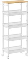 Carro de 4 Niveles, Carro Estrecho de Cocina con Ruedas, con Asa, para Espacio Reducido, 22 x 45,4 x 77 cm, para Cocina, Baño, Salón, Estudio, Marrón Rústico y Negro LRC033B01 - details 31