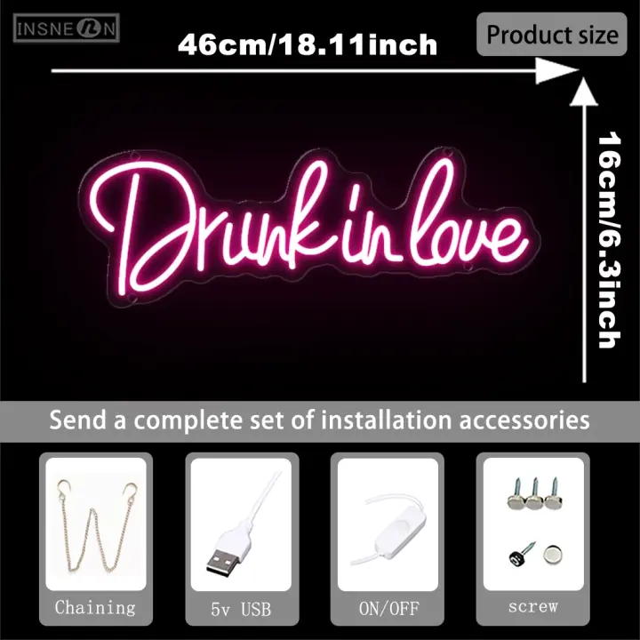 Luces LED de neón borracho en el amor, colgantes para dormitorio, hogar, habitación, boda, fiesta, Bar, Club, decoración de pared, regalo de cumpleaños, lámpara de neón - 1