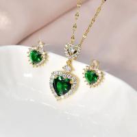 Collar de Lujo Sencillo con Doble Forma de Corazón Cadena con Colgante de Circonita de Cristal Exquisito Joyería de Boda, 2023 - details 0
