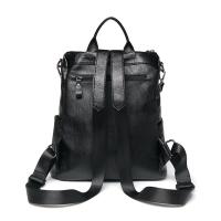 Mochilas suaves para mujer, nueva mochila de cuero Artificial PU para mujer, mochila negra de gran capacidad, tendencia de moda, clase de estudiante - details 1