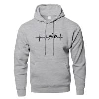 Sudadera De Manga Larga Para Hombre Mountain Heartbeat En Negro Y Gris Deportiva Para Otoño Sudadera Con Capucha Estilizada - details 5