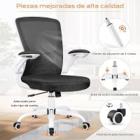 9060 Silla de oficina ergonómica con reposabrazos plegables, silla de ordenador giratoria de malla de 360 ° , gris claro - details 36
