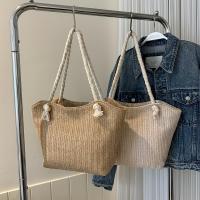 Bolso de Paja Tejido a Mano Bohemio Gran Capacidad Ligera para la Playa con Manijas de Cuerda Doble y Nudo Decorativo Ideal para Viajes, Salidas Casuales, Picnics y Compras - details 0