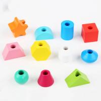 Juego de rompecabezas con forma geométrica de madera, bloques de construcción Montessori, decoración, enhebrado - details 4