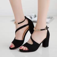 Sandalias Romanas Huecas de Verano Gruesas, Tacones Altos, Cuentas para Mujeres - details 1