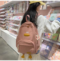 Dibujos animados estilo japonés ins lindo patito mochila femenina de pana informal mochila de campus estudiante universitario de secundaria. - details 12
