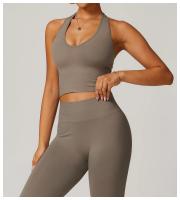 Sujetador deportivo con cuello colgante, ropa interior deportiva sin costuras, sujetador con espalda abierta, Top de Yoga para Fitness, soporte para mujer, Top corto de entrenamiento para gimnasio - details 2