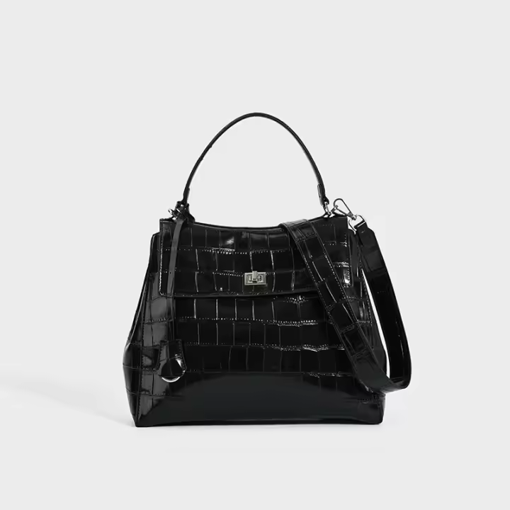 Bolso de Lujo de Cuero de Cocodrilo Negro para Mujer Bolso Cruzado Versátil para Primavera y Otoño - 1