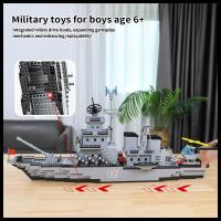 Set de Bloques de Construcción de Barco de Batalla Militar Juguete con Helicóptero y Barco de Vida Urbana Regalo Ideal para Niños - details 2