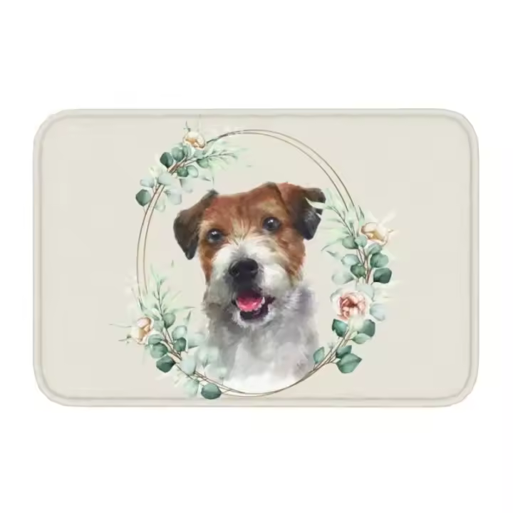 Felpudo personalizado con diseño de perro West Highland White Terrier en corona dorada floral, 1 pieza, 40 x 60 cm, antideslizante, para puerta de entrada, alfombra de garaje, alfombrilla para pies - 1