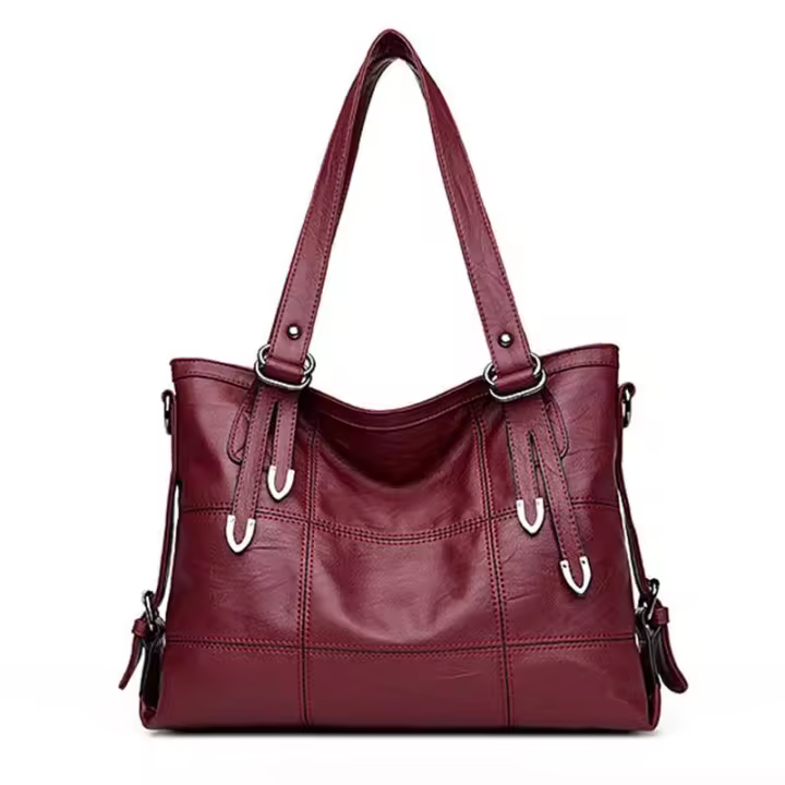 Bolso de Hombro para Mujer de Cuero Genuino de Gran Calidad Bolsos de Lujo de Color Sólido, Diseño Distintivo - 1