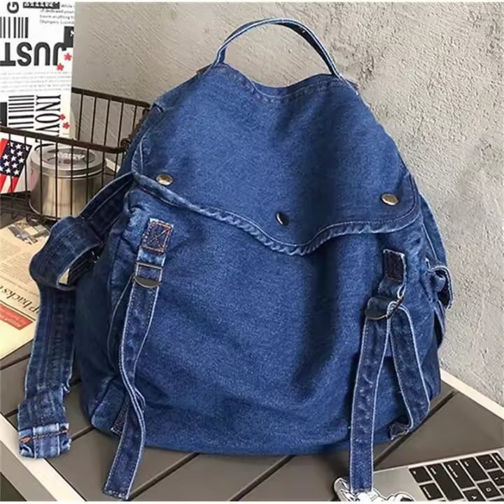 Bolso de hombro de mezclilla de moda para mujeres y hombres, bolso cruzado Hobo grande, bolso de mano con múltiples bolsillos - 1