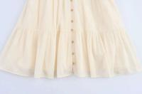 TRZA-Vestido corto femenino de manga larga con botones frontales, minivestido bordado con cinturón, a la moda, para Mujer - details 5