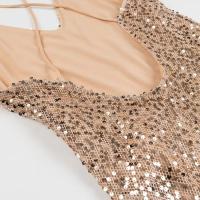 Sexy Women Fashion Backless Hem Slit Spaghetti Strap Sequin Dresses Night Out Vestidos Party Dress - details 9