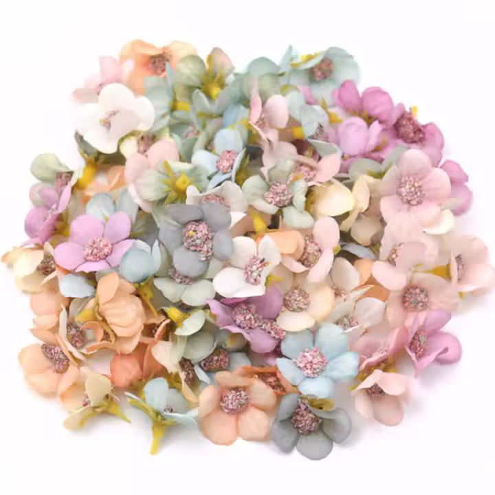 100pcs Flores Mini Vibrantes Multicolores - Flores de Seda Artificiales para Bodas y Decoración del Hogar - 1