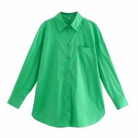 Camisa Básica Larga para Mujer Primavera-Verano 2024 Decoración de Bolsillo en 14 Colores Estilo Europeo-Americano - details 6