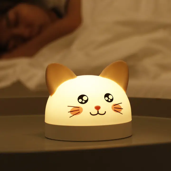 Lindo reloj despertador de gato para niños con lámpara LED de 2 colores, temporizador de repetición, luz nocturna recargable, regalos de Navidad para niños - 1