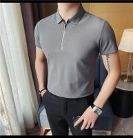 Polo de manga corta bordado de malla transpirable de verano para hombre, camiseta informal de negocios con solapa y media cremallera, - details 46