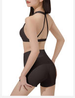 Sostén deportivo con almohadillas para el pecho, espalda hermosa, sujetador de tiras delgadas para pilates y fitnessbraConjunto de yoga con camiseta sin mangas y shorts que levantan los glúteos - details 16
