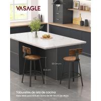Taburetes de Bar Altos con Resalón Juego de 2, Acero, Montaje Fácil, Industrial, Marrón Rústico y Negro LBC026B01V1 - details 18