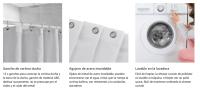 Cortina de Ducha, Cortinas de Baño Poliester Lavable, Cortina Bañera Secado Rápido con Ganchos, Patrón de Burbujas Azul - details 2