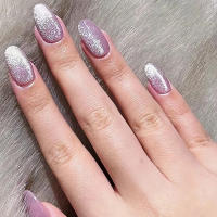 Uñas postizas brillantes de longitud media para principiantes, purpurina Rosa elegante, decoración de uñas práctica - details 3
