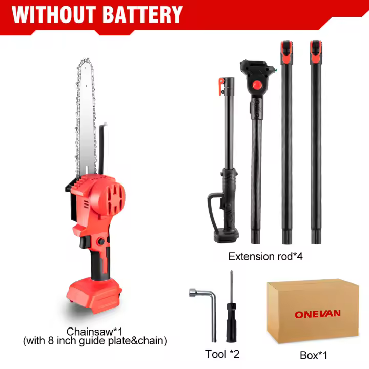 ONEVAN-Sierra de rama alta sin escobillas, poste telescópico, herramienta de poda de jardín inalámbrica para batería Makita de 18V, 4500W, 2,25 m - 1