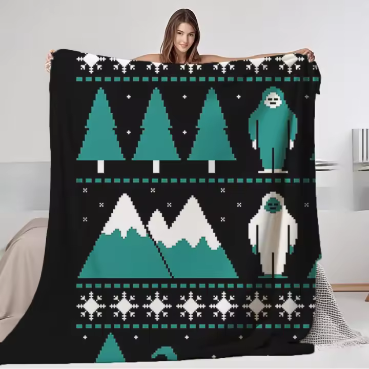 Manta de Franela Dorada Pintada Fresca Toque Suave Ultra Patrón Escandinavo - 1