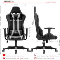 Silla Gamer Ergonómica Rotativa de Escritorio Soporte de Cabeza y Cojín Lumbar Para Jugadores de PC - details 2