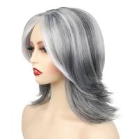 Pelucas en capas ombré gris oscuro con flequillo, extensión de cabello, peluca Bob en capas recta falsa, cabello sintético corto transpirable destacado - details 6