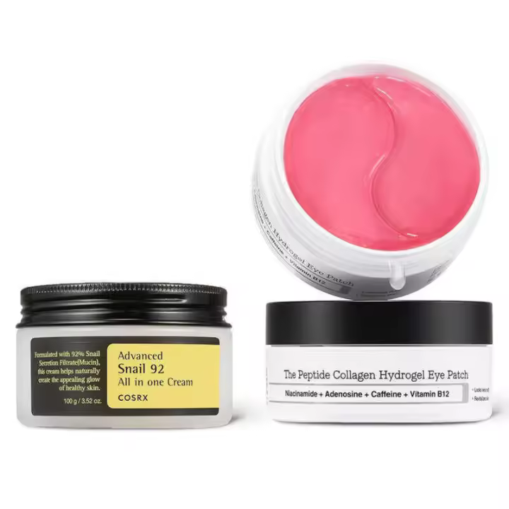 COSRX Snail Mucin 92% Crema + Parche ocular de hidrogel de colágeno peptídico, cuidado de la piel coreano - 1