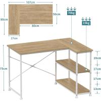 Mesa Ordenadora L Almacenamiento de Escritorio de Esquina con Estante Reversible - details 1