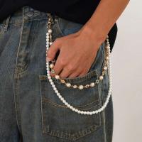 Ingemark Simple imitación perla Rhie cintura hombres Vintage cuentas de Color dorado Jeans llavero cadena Hip-hop joyería regalo - details 1